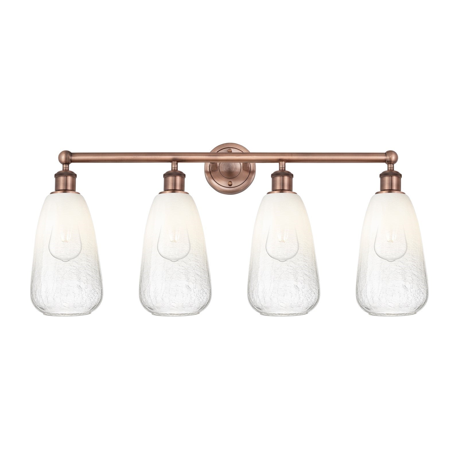 Innovations Brookhaven Almond 33in 4-Light Bath Vanity Light | Industrial Antique Copper Steel and Opal Glass | Bathroom Vanity | Model 616-4W-AC-G480-6OP
