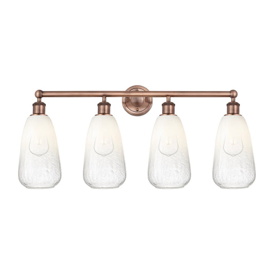 Innovations Brookhaven Almond 33in 4-Light Bath Vanity Light | Industrial Antique Copper Steel and Opal Glass | Bathroom Vanity | Model 616-4W-AC-G480-6OP
