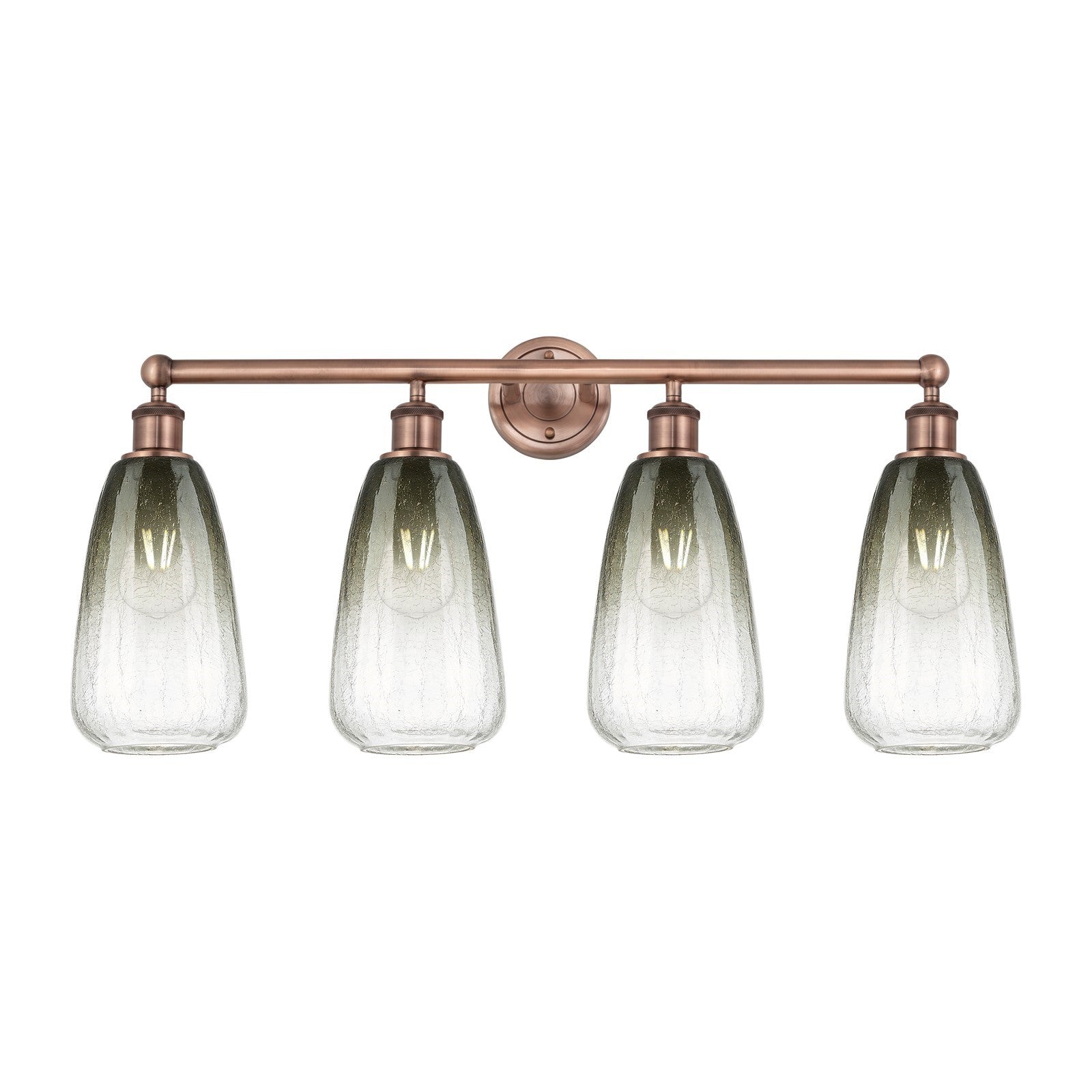 Innovations Brookhaven Almond 33in 4-Light Bath Vanity Light | Industrial Antique Copper Steel and Slate Glass | Bathroom | Model 616-4W-AC-G480-6SL