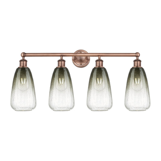 Innovations Brookhaven Almond 33in 4-Light Bath Vanity Light | Industrial Antique Copper Steel and Slate Glass | Bathroom | Model 616-4W-AC-G480-6SL