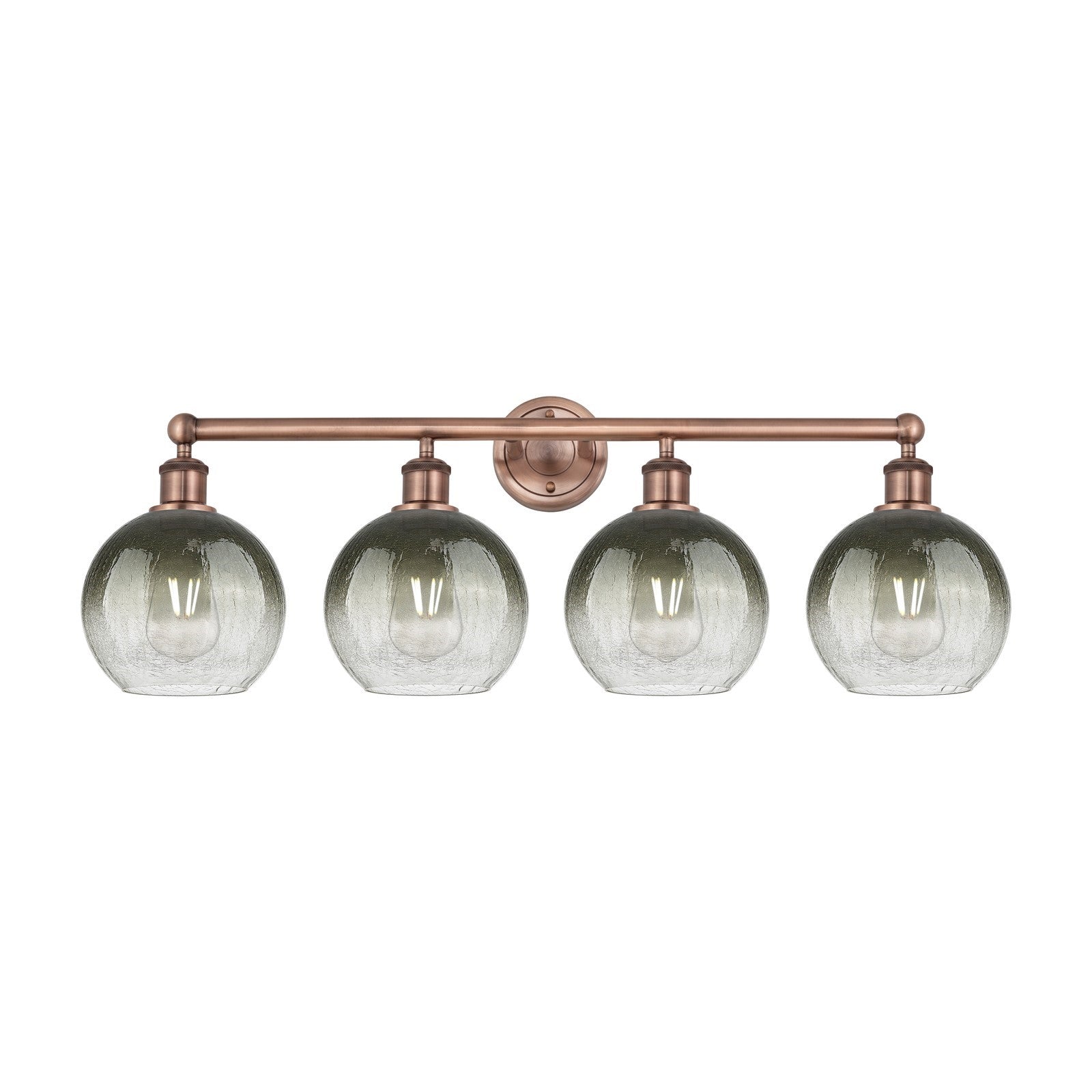 Innovations Brookhaven Globe 35in 4-Light Bath Vanity Light | Industrial Antique Copper Steel and Slate Glass | Bathroom Vanity | Model 616-4W-AC-G483-8SL