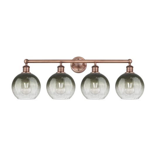 Innovations Brookhaven Globe 35in 4-Light Bath Vanity Light | Industrial Antique Copper Steel and Slate Glass | Bathroom Vanity | Model 616-4W-AC-G483-8SL