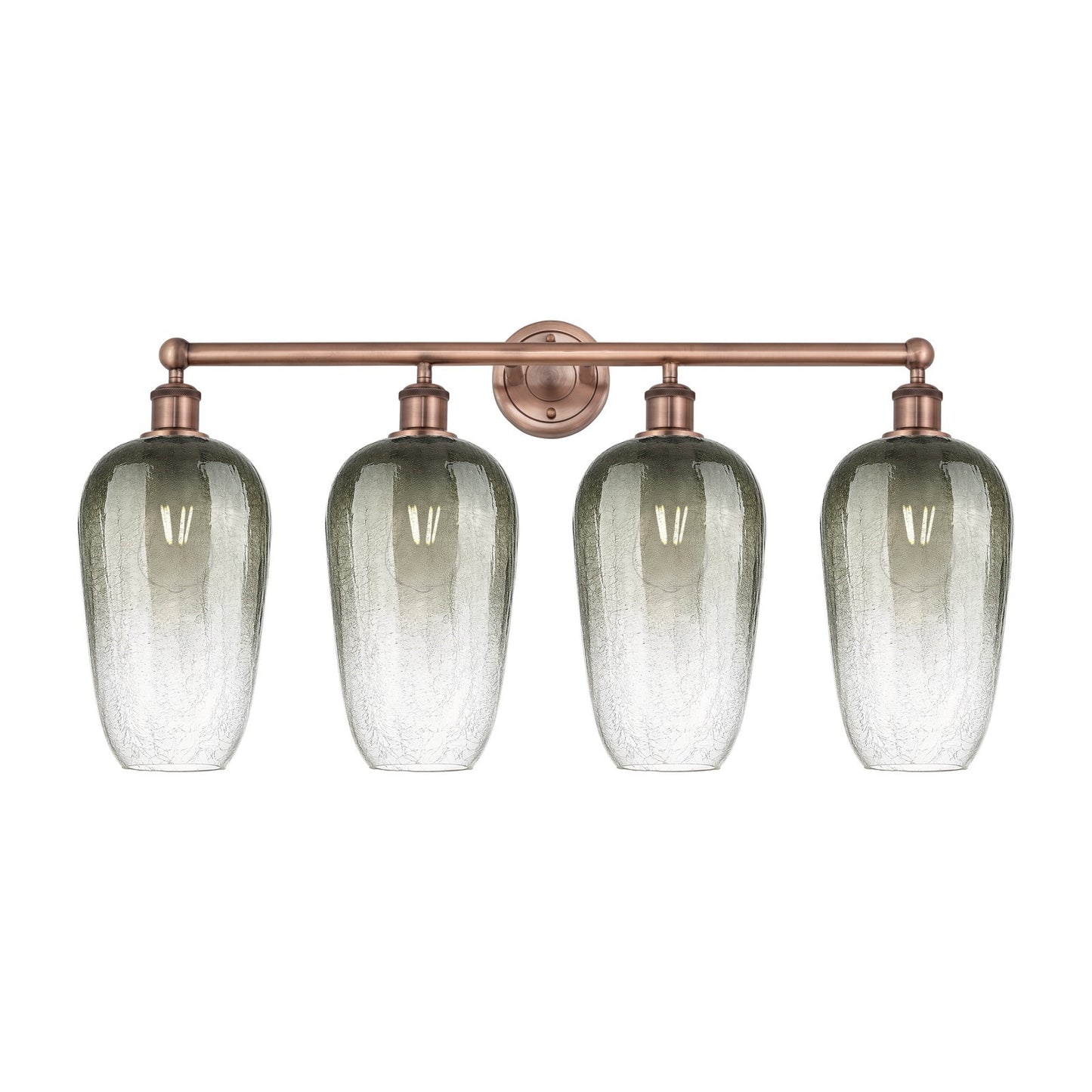 Innovations Brookhaven Flute 34in 4-Light Bath Vanity Light | Industrial Antique Copper Steel and Slate Glass | Bathroom Vanity | Model 616-4W-AC-G484-7SL