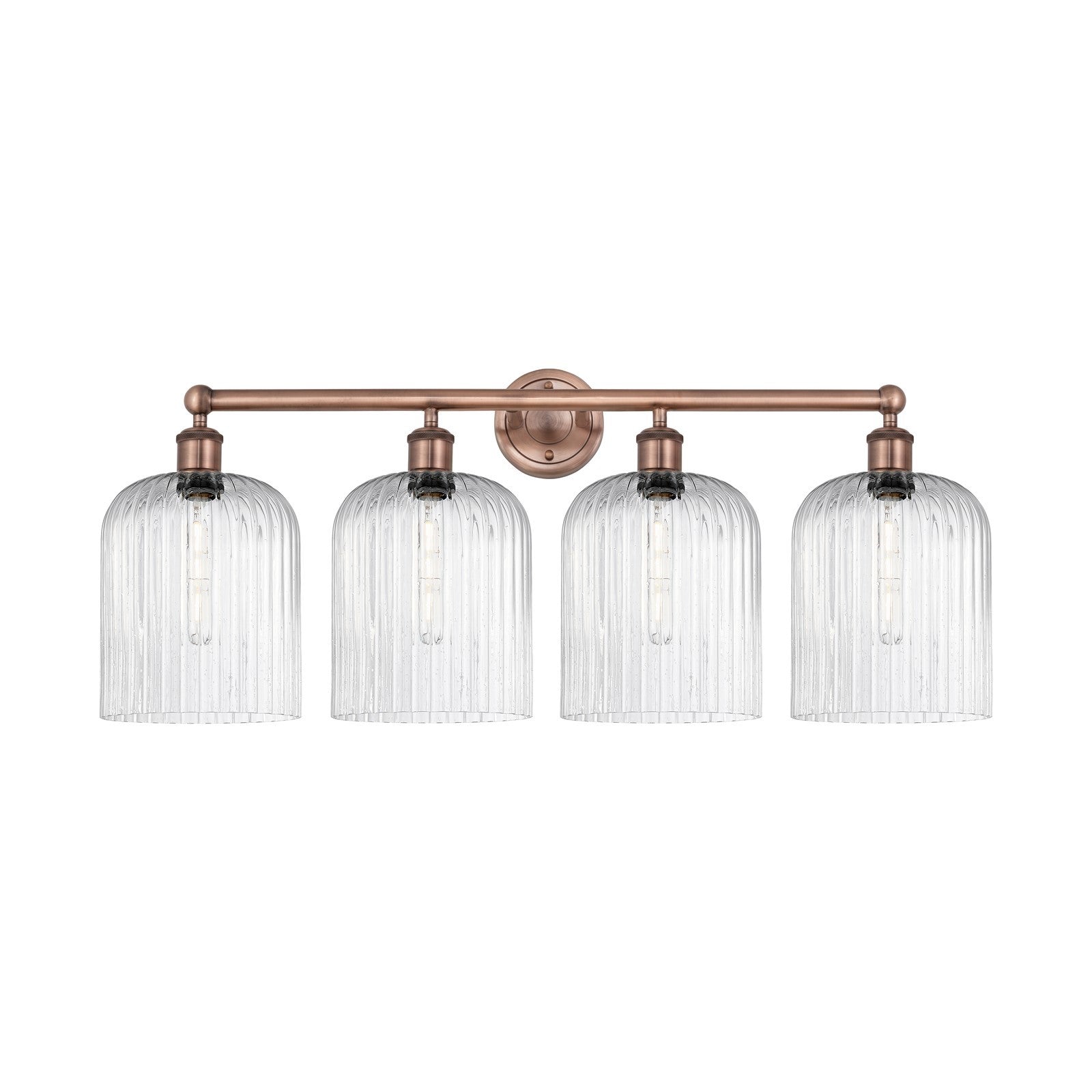 Innovations Bridal Veil 32in 4-Light Bath Vanity Light | Art Nouveau Antique Copper Steel and Seedy Glass | Bathroom Vanity & | Model 616-4W-AC-G559-8SDY