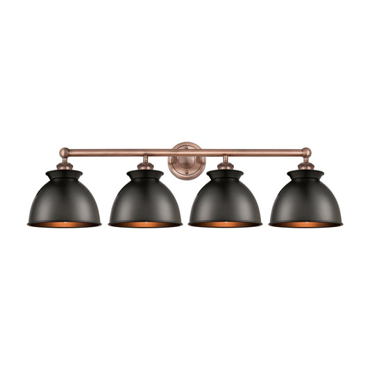 Innovations Adirondack 35in 4-Light Bath Vanity Light | Industrial Antique Copper and Matte Black Metal | Damp Rated Bathroom | Model 616-4W-AC-M14-BK