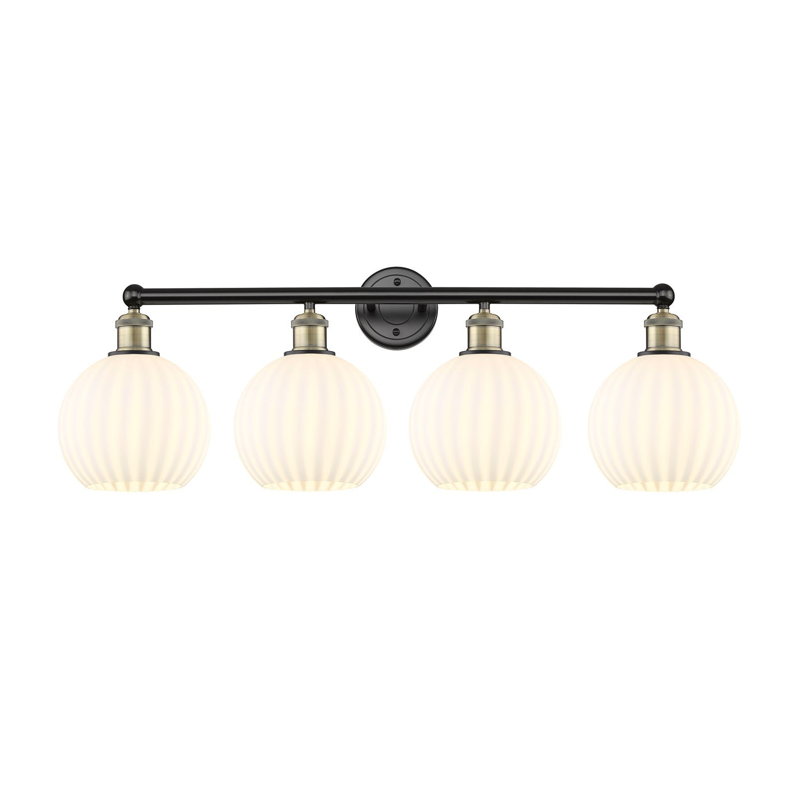 Innovations Lighting Ballston 35in 4-Light Bath Vanity Light | Art Nouveau Black Antique Brass and White Venetian Glass | Model 616-4W-BAB-G1217-8WV