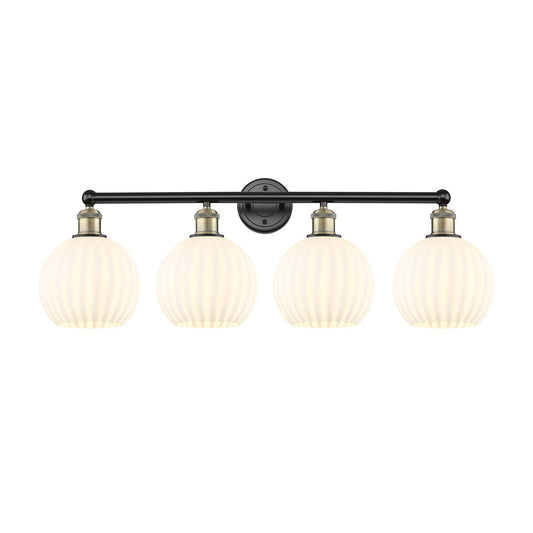Innovations Lighting Ballston 35in 4-Light Bath Vanity Light | Art Nouveau Black Antique Brass and White Venetian Glass | Model 616-4W-BAB-G1217-8WV