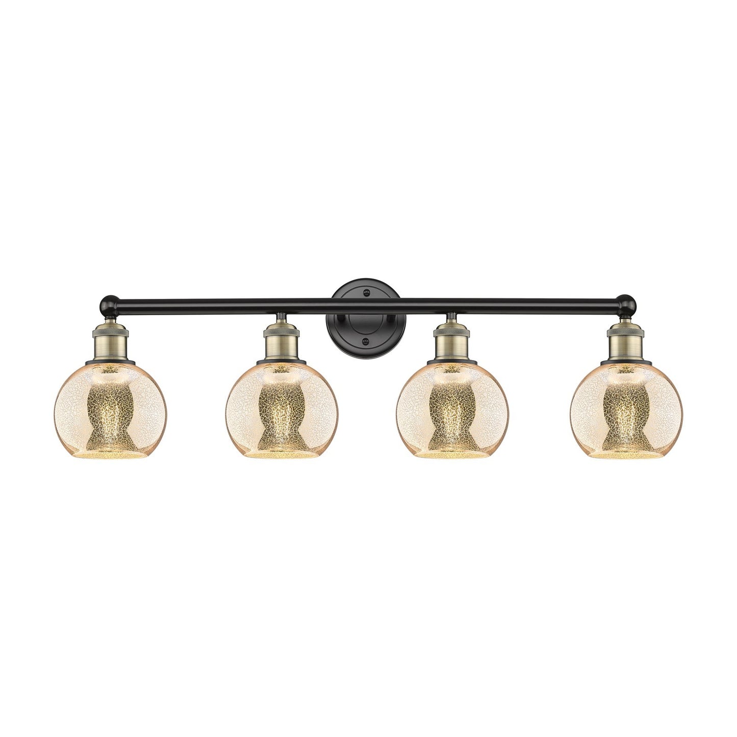 Innovations Athens 33in 4-Light Bath Vanity Light | Industrial Black Antique Brass and Mercury Glass | Bathroom Vanity | 32.88 x | Model 616-4W-BAB-G128-6