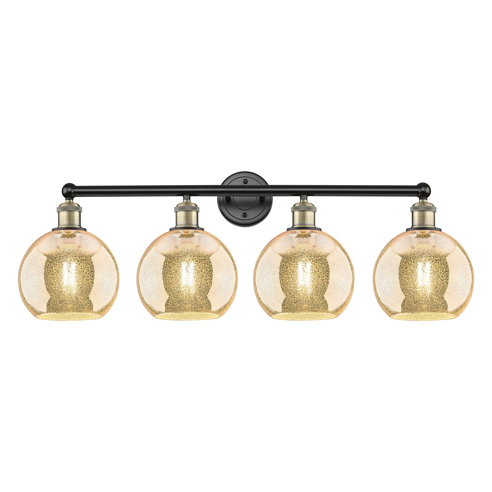 Innovations Athens 35in 4-Light Bath Vanity Light | Industrial Black Antique Brass and Mercury Glass | Bathroom Vanity | 35 x | Model 616-4W-BAB-G128-8