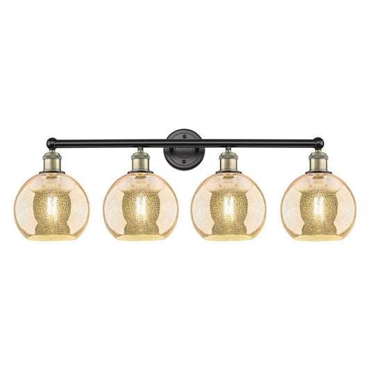 Innovations Athens 35in 4-Light Bath Vanity Light | Industrial Black Antique Brass and Mercury Glass | Bathroom Vanity | 35 x | Model 616-4W-BAB-G128-8
