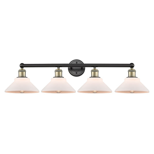 Innovations Orwell 35in 4-Light Bath Vanity | Industrial Black Antique Brass and Matte White Glass | Bathroom Vanity Light | 35.38 | Model 616-4W-BAB-G131