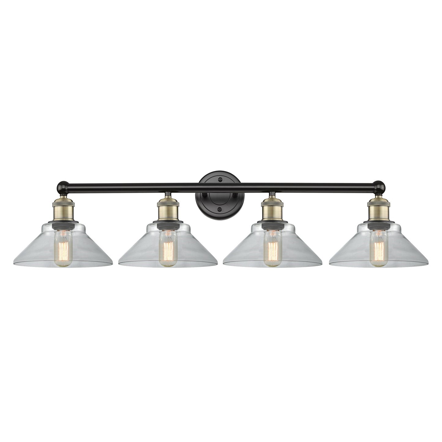 Innovations Orwell 35in 4-Light Bath Vanity | Industrial Black Antique Brass and Clear Glass | Bathroom Vanity Light | 35.38 x | Model 616-4W-BAB-G132
