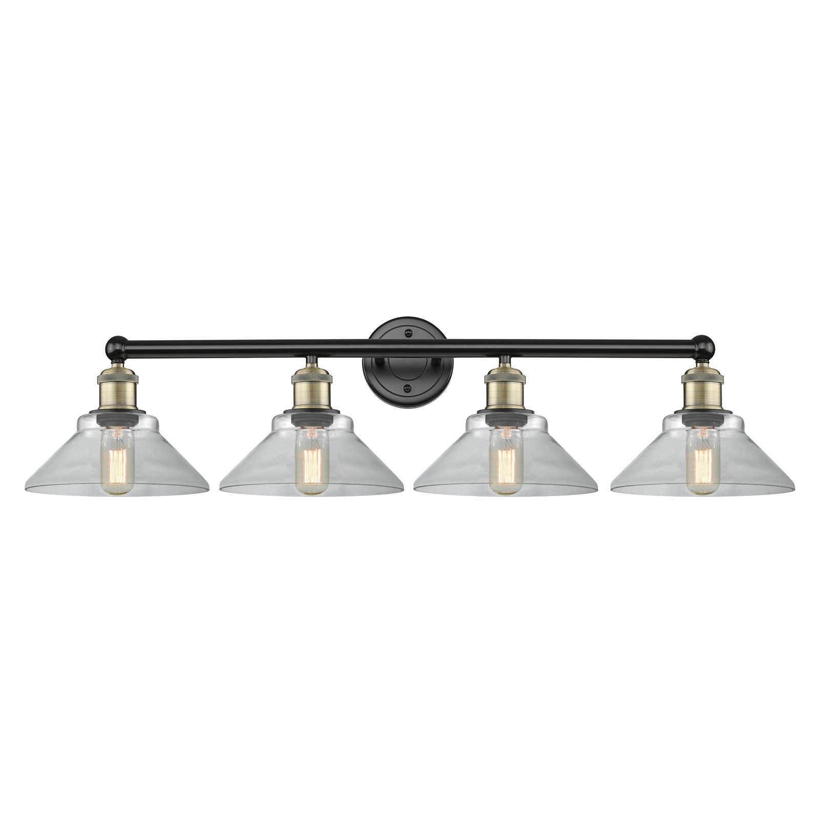 Innovations Orwell 35in 4-Light Bath Vanity | Industrial Black Antique Brass and Clear Glass | Bathroom Vanity Light | 35.38 x | Model 616-4W-BAB-G132