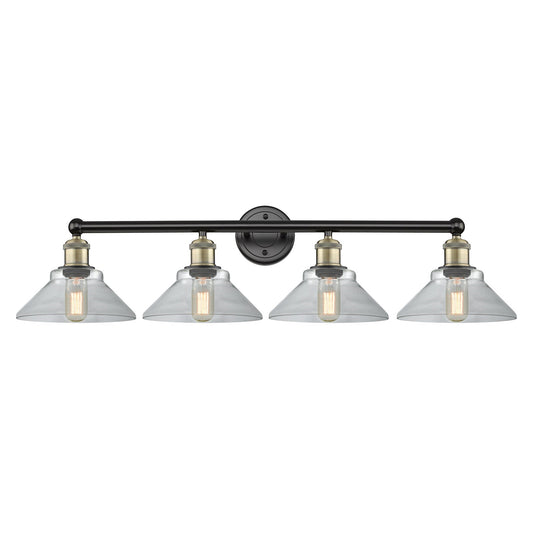 Innovations Orwell 35in 4-Light Bath Vanity | Industrial Black Antique Brass and Clear Glass | Bathroom Vanity Light | 35.38 x | Model 616-4W-BAB-G132