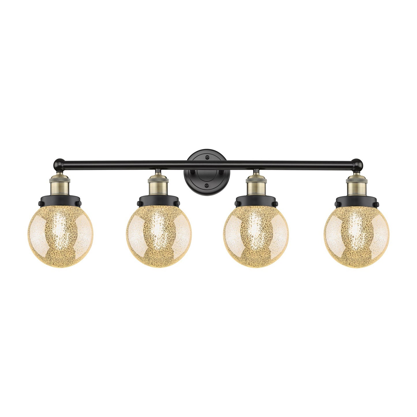Innovations Beacon 33in 4-Light Bath Vanity Light | Industrial Black Antique Brass and Mercury Glass | Bathroom Vanity | 33 x | Model 616-4W-BAB-G208-6