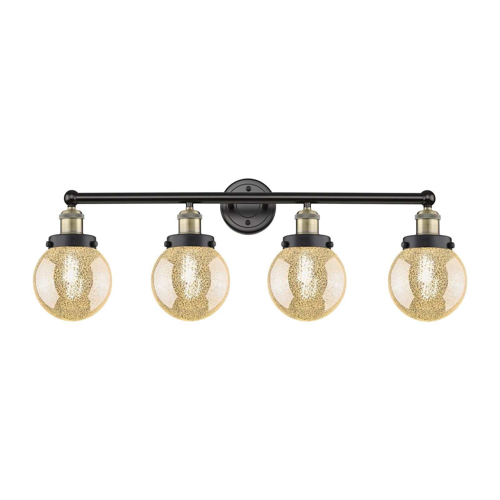 Innovations Beacon 33in 4-Light Bath Vanity Light | Industrial Black Antique Brass and Mercury Glass | Bathroom Vanity | 33 x | Model 616-4W-BAB-G208-6