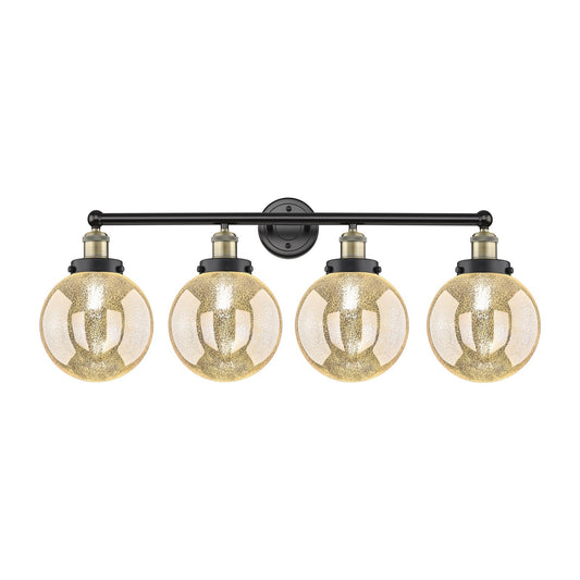 Innovations Beacon 35in 4-Light Bath Vanity Light | Industrial Black Antique Brass and Mercury Glass | Bathroom Vanity & Powder | Model 616-4W-BAB-G208-8
