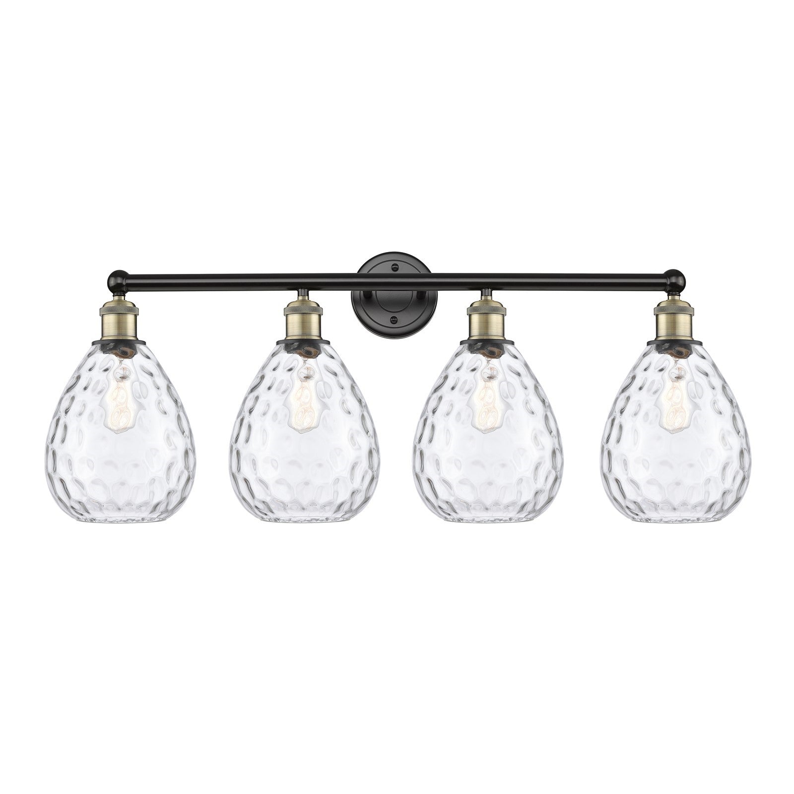 Innovations Waverly 35in 4-Light Bath Vanity Light | Industrial Black Antique Brass Steel and Clear Glass | Bathroom Vanity | 35 x | Model 616-4W-BAB-G372