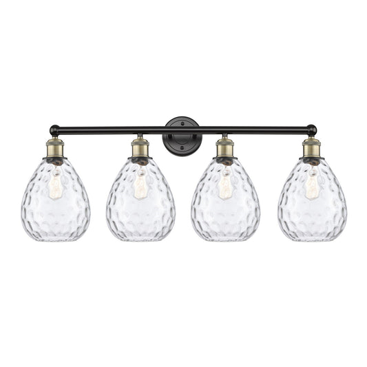 Innovations Waverly 35in 4-Light Bath Vanity Light | Industrial Black Antique Brass Steel and Clear Glass | Bathroom Vanity | 35 x | Model 616-4W-BAB-G372