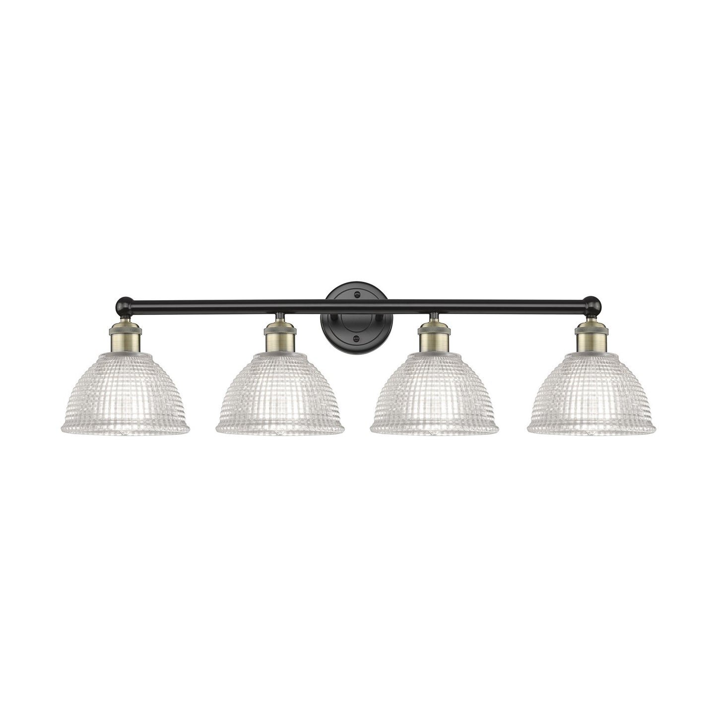 Innovations Arietta 35in 4-Light Bath Vanity Light | Industrial Black Antique Brass and Clear Glass | Bathroom Vanity | 35 x 10.25 | Model 616-4W-BAB-G422