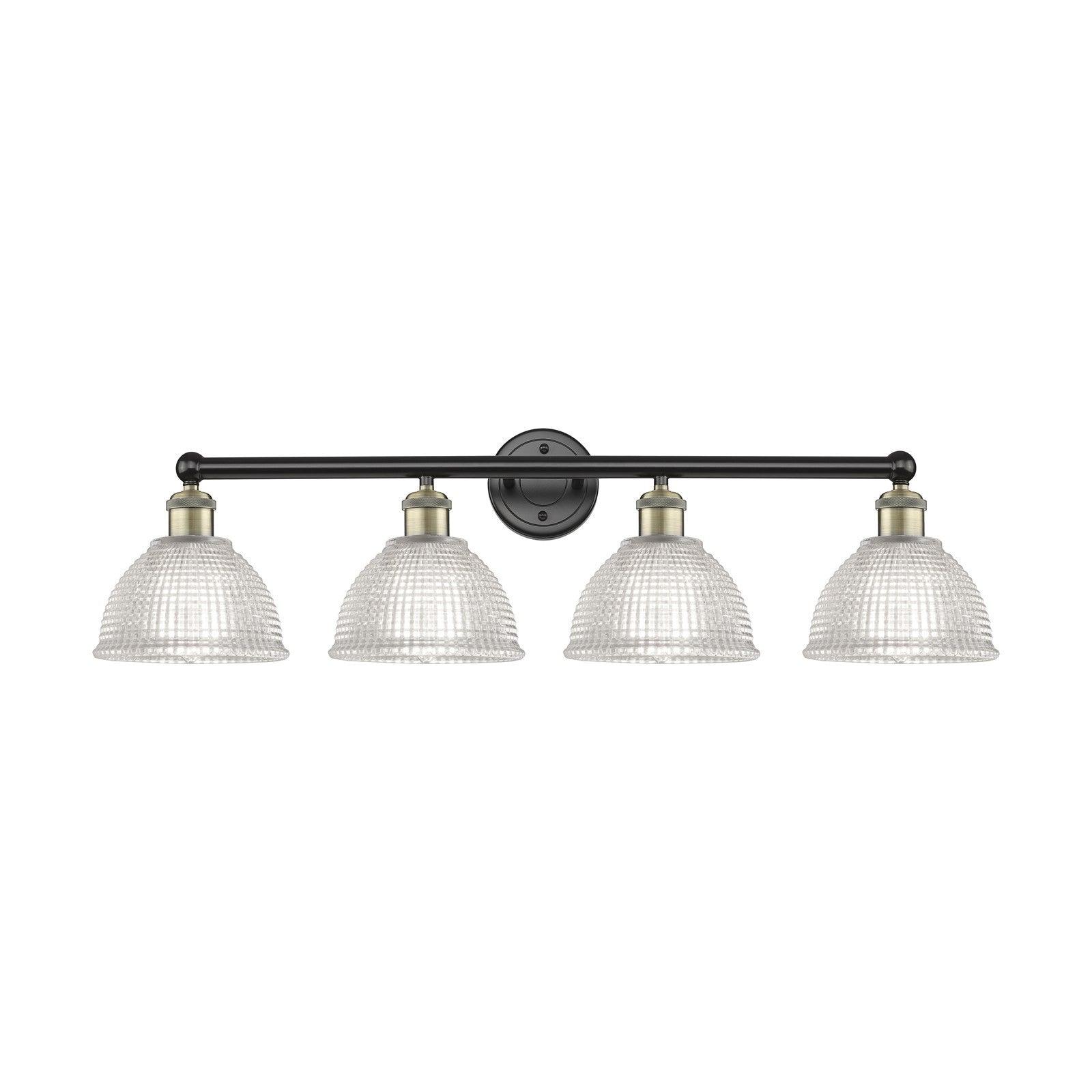 Innovations Arietta 35in 4-Light Bath Vanity Light | Industrial Black Antique Brass and Clear Glass | Bathroom Vanity | 35 x 10.25 | Model 616-4W-BAB-G422