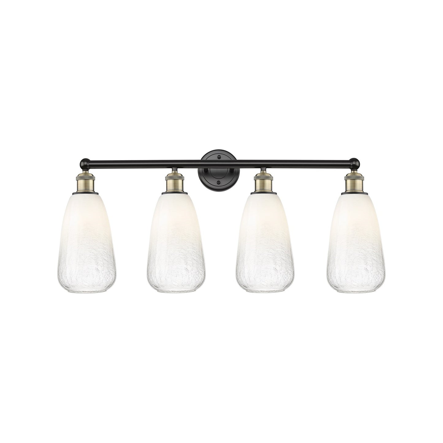 Innovations Brookhaven Almond 33in 4-Light Bath Vanity Light | Industrial Black Antique Brass and Opal Glass | Bathroom Vanity | Model 616-4W-BAB-G480-6OP