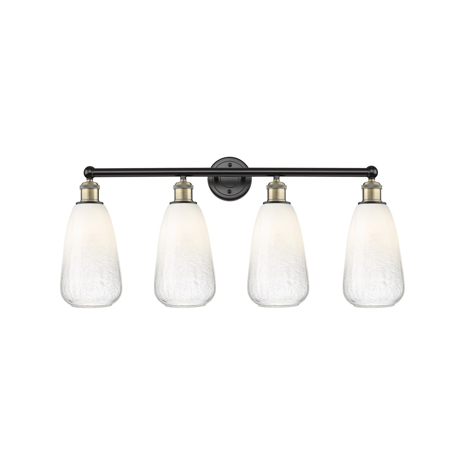 Innovations Brookhaven Almond 33in 4-Light Bath Vanity Light | Industrial Black Antique Brass and Opal Glass | Bathroom Vanity | Model 616-4W-BAB-G480-6OP