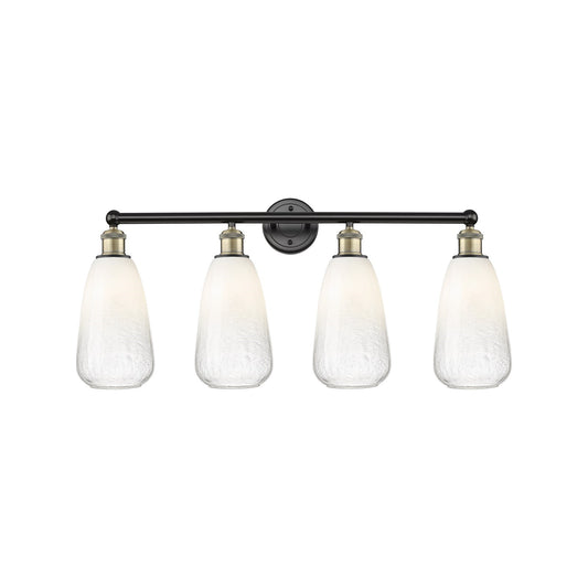Innovations Brookhaven Almond 33in 4-Light Bath Vanity Light | Industrial Black Antique Brass and Opal Glass | Bathroom Vanity | Model 616-4W-BAB-G480-6OP