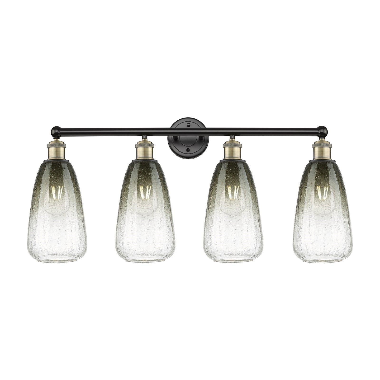 Innovations Brookhaven Almond 33in 4-Light Bath Vanity Light | Industrial Black Antique Brass and Slate Glass | Damp-Rated | Model 616-4W-BAB-G480-6SL