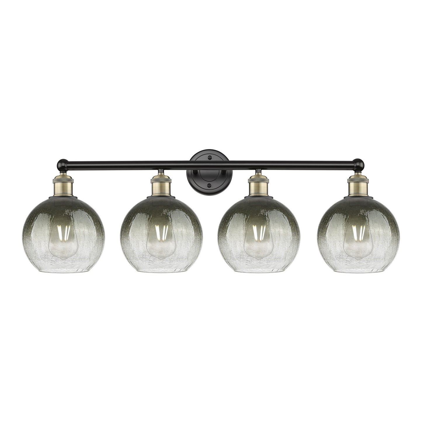Innovations Brookhaven Globe 35in 4-Light Bath Vanity Light | Industrial Black Antique Brass and Slate Glass | Bathroom Vanity | Model 616-4W-BAB-G483-8SL