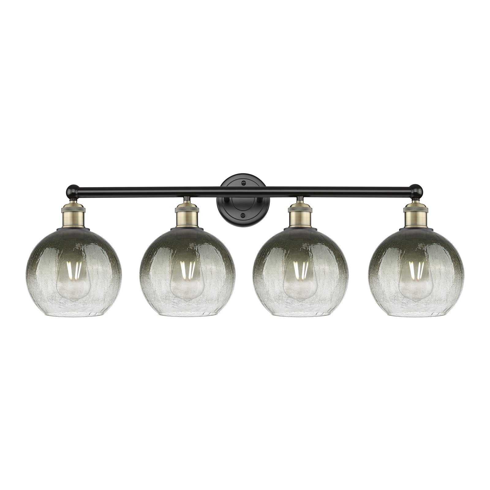 Innovations Brookhaven Globe 35in 4-Light Bath Vanity Light | Industrial Black Antique Brass and Slate Glass | Bathroom Vanity | Model 616-4W-BAB-G483-8SL