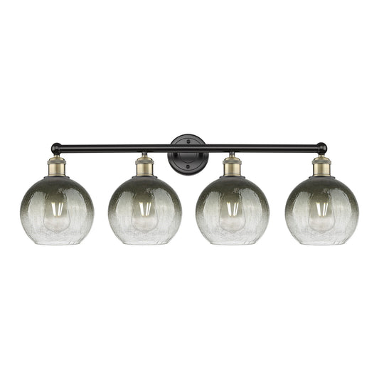 Innovations Brookhaven Globe 35in 4-Light Bath Vanity Light | Industrial Black Antique Brass and Slate Glass | Bathroom Vanity | Model 616-4W-BAB-G483-8SL