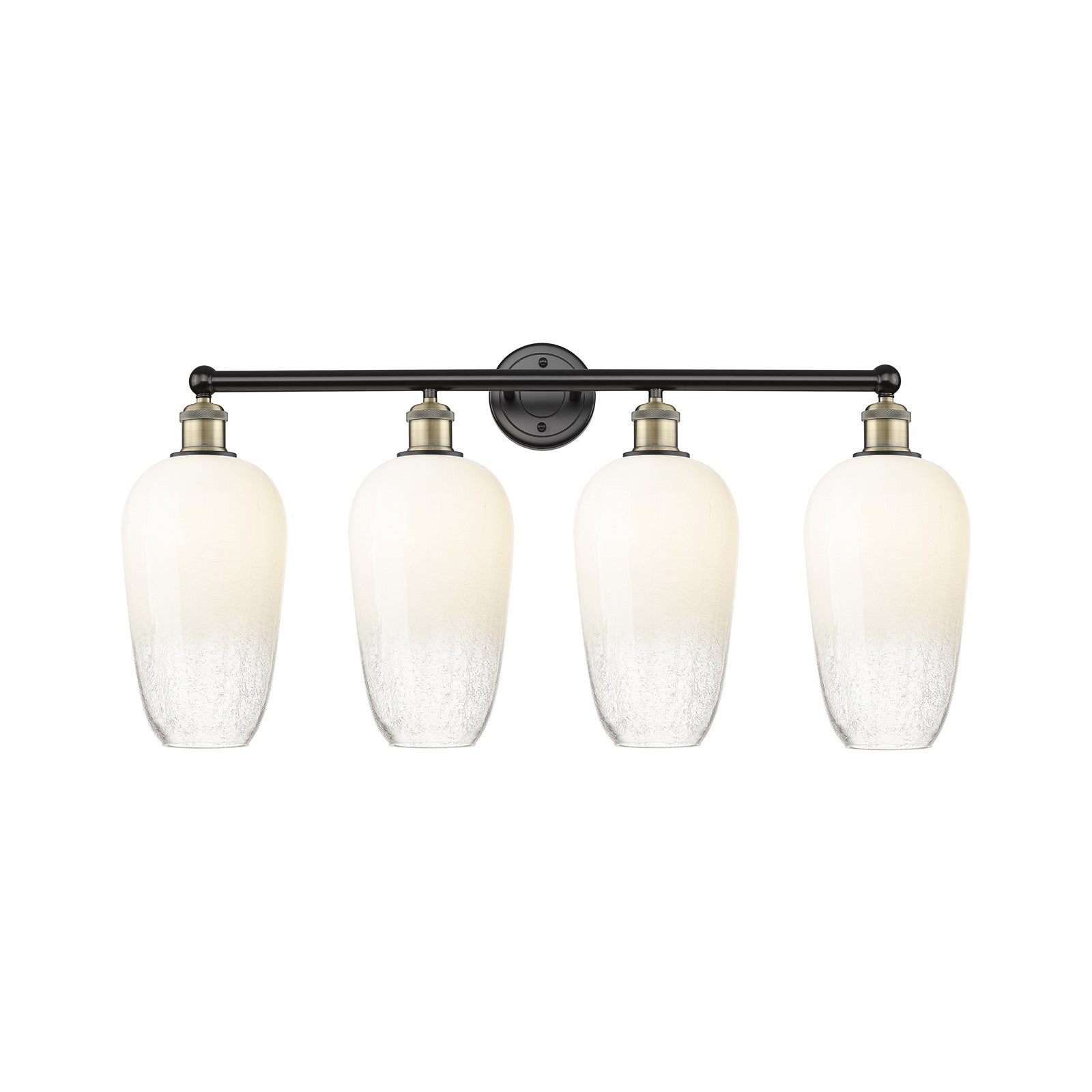 Innovations Brookhaven Flute 34in 4-Light Vanity Light | Industrial Black Antique Brass and Opal Glass | Bathroom Vanity | 34 | Model 616-4W-BAB-G484-7OP