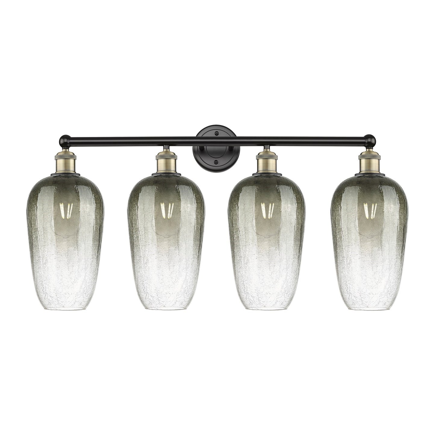 Innovations Brookhaven Flute 34in 4-Light Bath Vanity Light | Industrial Black Antique Brass and Slate Glass | Kitchen & | Model 616-4W-BAB-G484-7SL