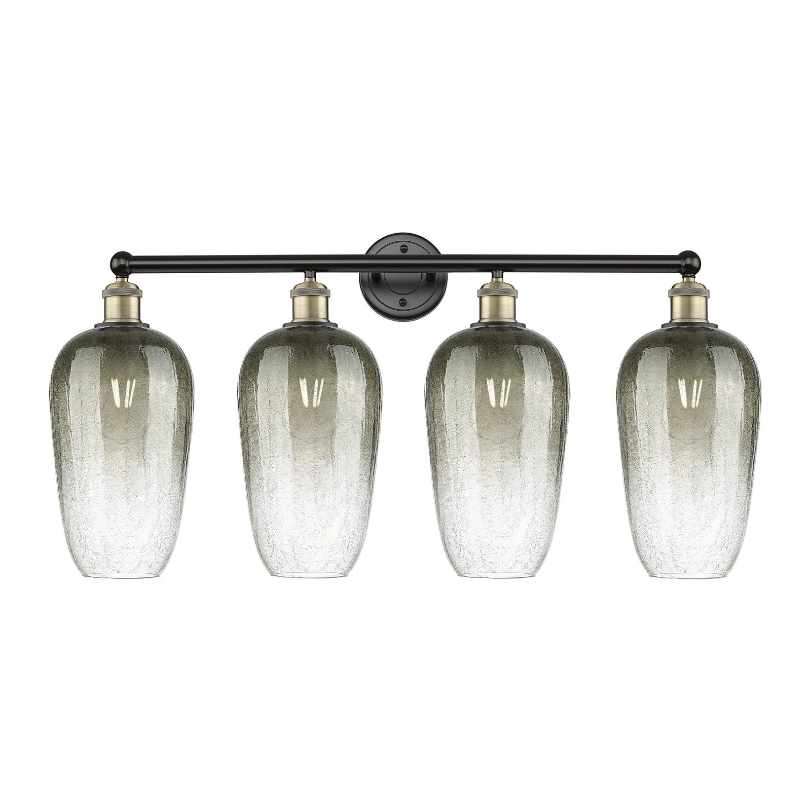 Innovations Brookhaven Flute 34in 4-Light Bath Vanity Light | Industrial Black Antique Brass and Slate Glass | Kitchen & | Model 616-4W-BAB-G484-7SL