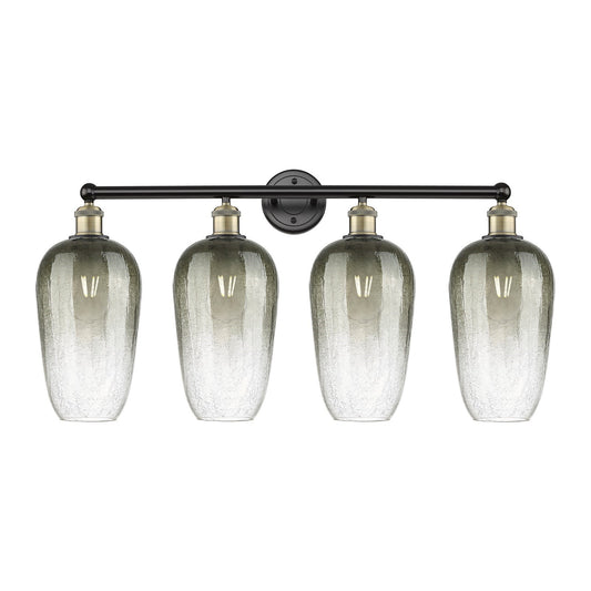 Innovations Brookhaven Flute 34in 4-Light Bath Vanity Light | Industrial Black Antique Brass and Slate Glass | Kitchen & | Model 616-4W-BAB-G484-7SL