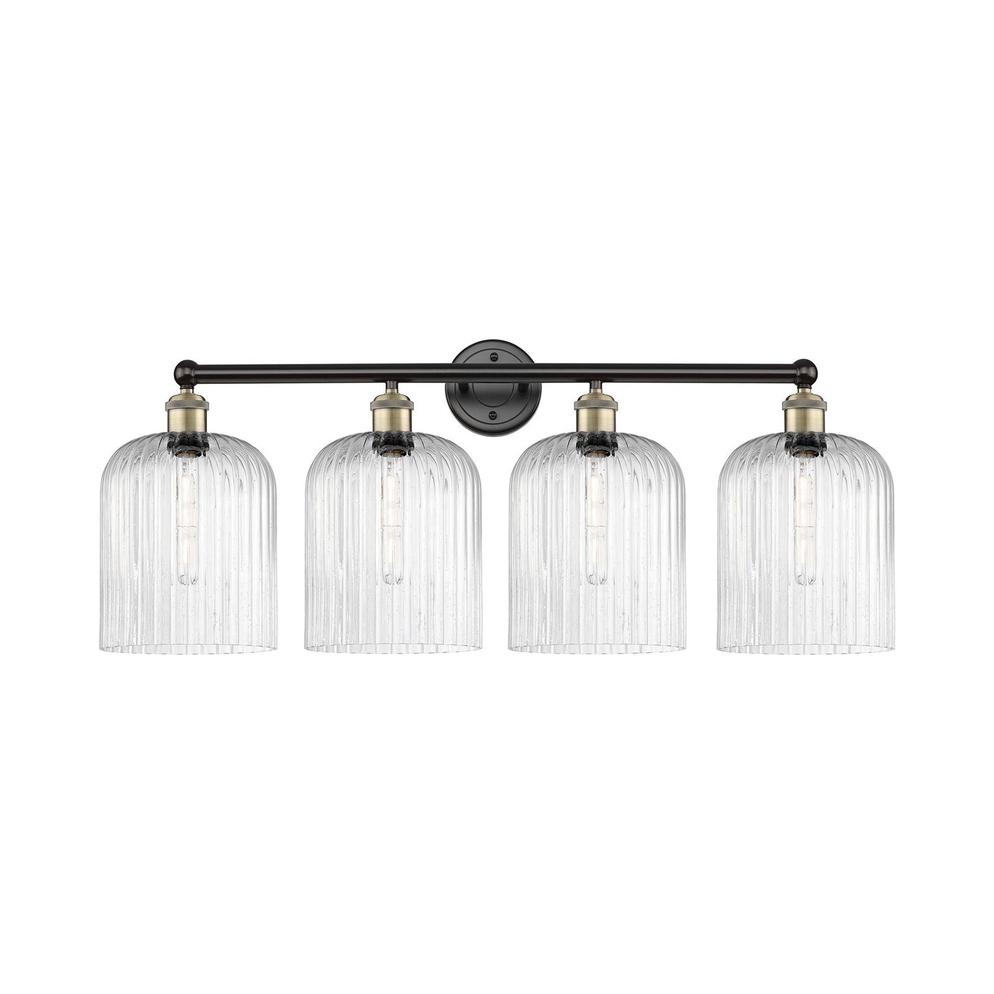 Innovations Bridal Veil 32in 4-Light Bath Vanity Light | Art Nouveau Industrial Black Antique Brass and Seedy Glass | Damp | Model 616-4W-BAB-G559-8SDY