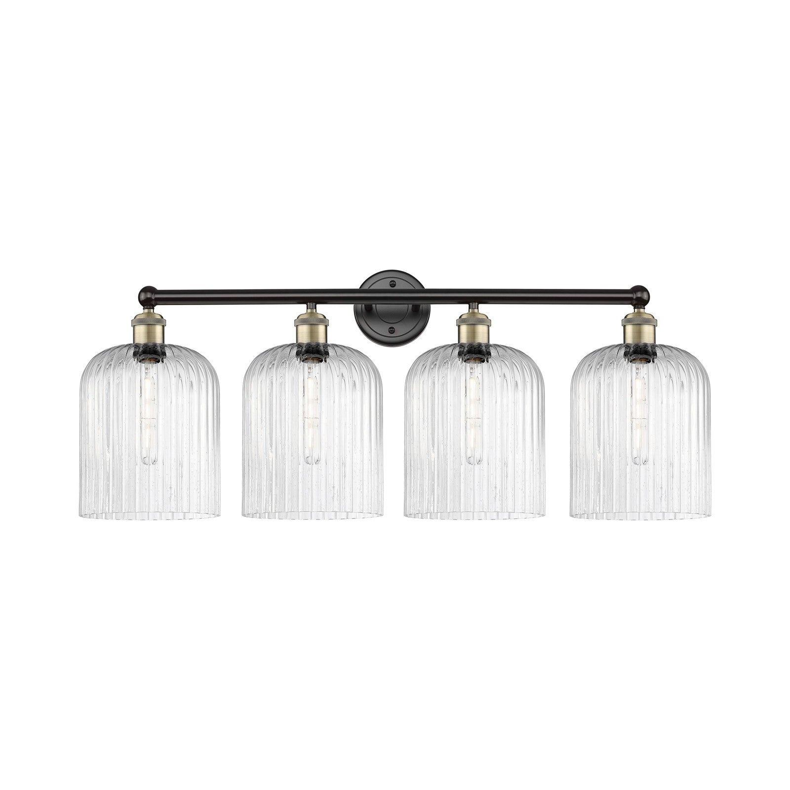 Innovations Bridal Veil 32in 4-Light Bath Vanity Light | Art Nouveau Industrial Black Antique Brass and Seedy Glass | Damp | Model 616-4W-BAB-G559-8SDY