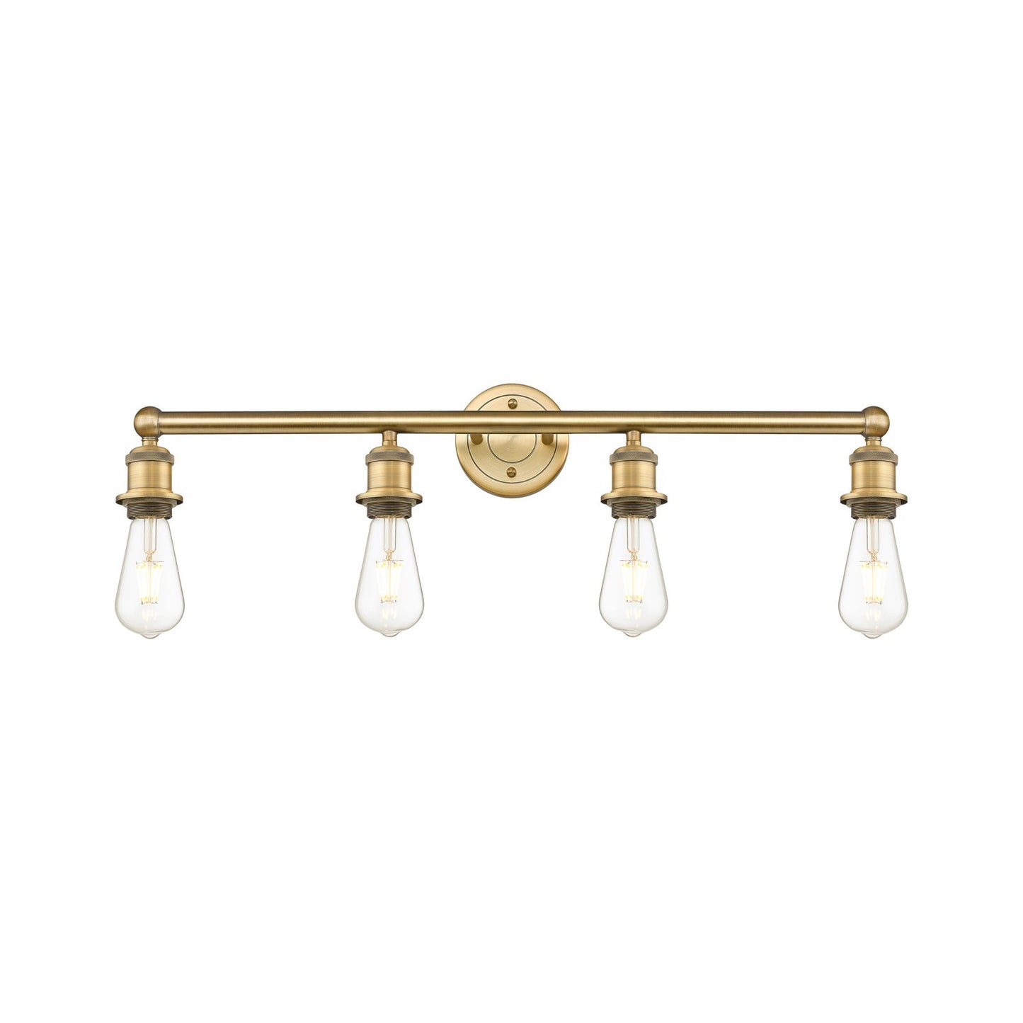 Innovations Edison 30in 4-Light Bath Vanity Light | Industrial Brushed Brass Steel and Cast Brass | Damp Rated Bathroom Vanity | 30.38 x | Model 616-4W-BB