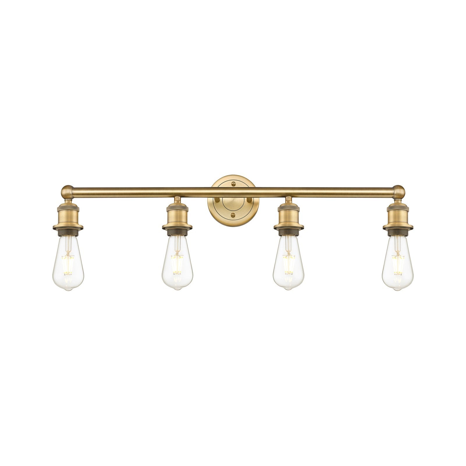Innovations Edison 30in 4-Light Bath Vanity Light | Industrial Brushed Brass Steel and Cast Brass | Damp Rated Bathroom Vanity | 30.38 x | Model 616-4W-BB