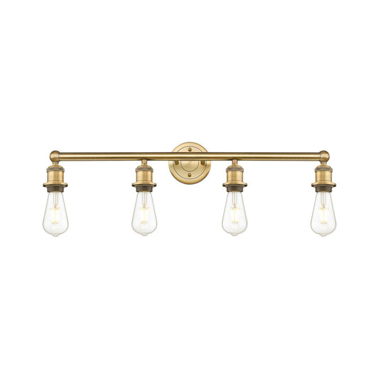 Innovations Edison 30in 4-Light Bath Vanity Light | Industrial Brushed Brass Steel and Cast Brass | Damp Rated Bathroom Vanity | 30.38 x | Model 616-4W-BB