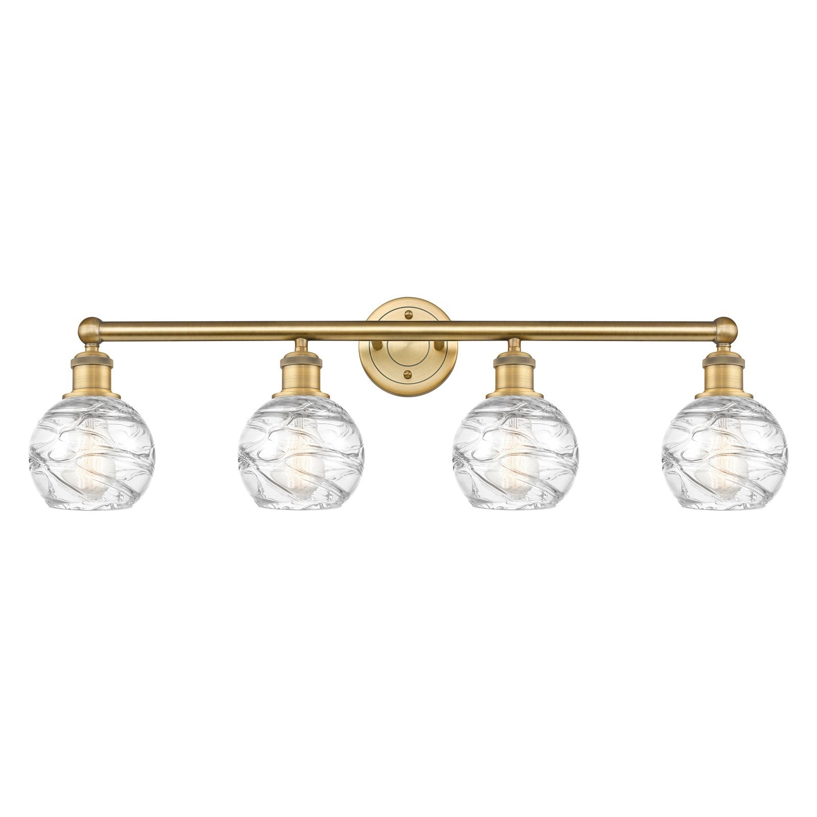 Innovations Athens Deco Swirl 33in 4-Light Bath Vanity Light | Industrial Brushed Brass and Clear Glass | Kitchen & Bathroom | Model 616-4W-BB-G1213-6CL