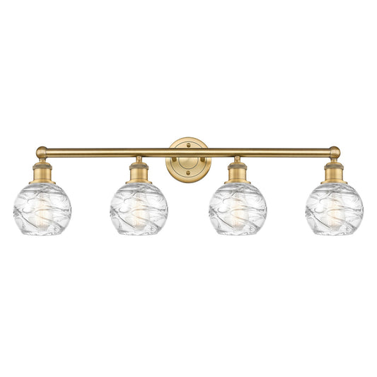 Innovations Athens Deco Swirl 33in 4-Light Bath Vanity Light | Industrial Brushed Brass and Clear Glass | Kitchen & Bathroom | Model 616-4W-BB-G1213-6CL