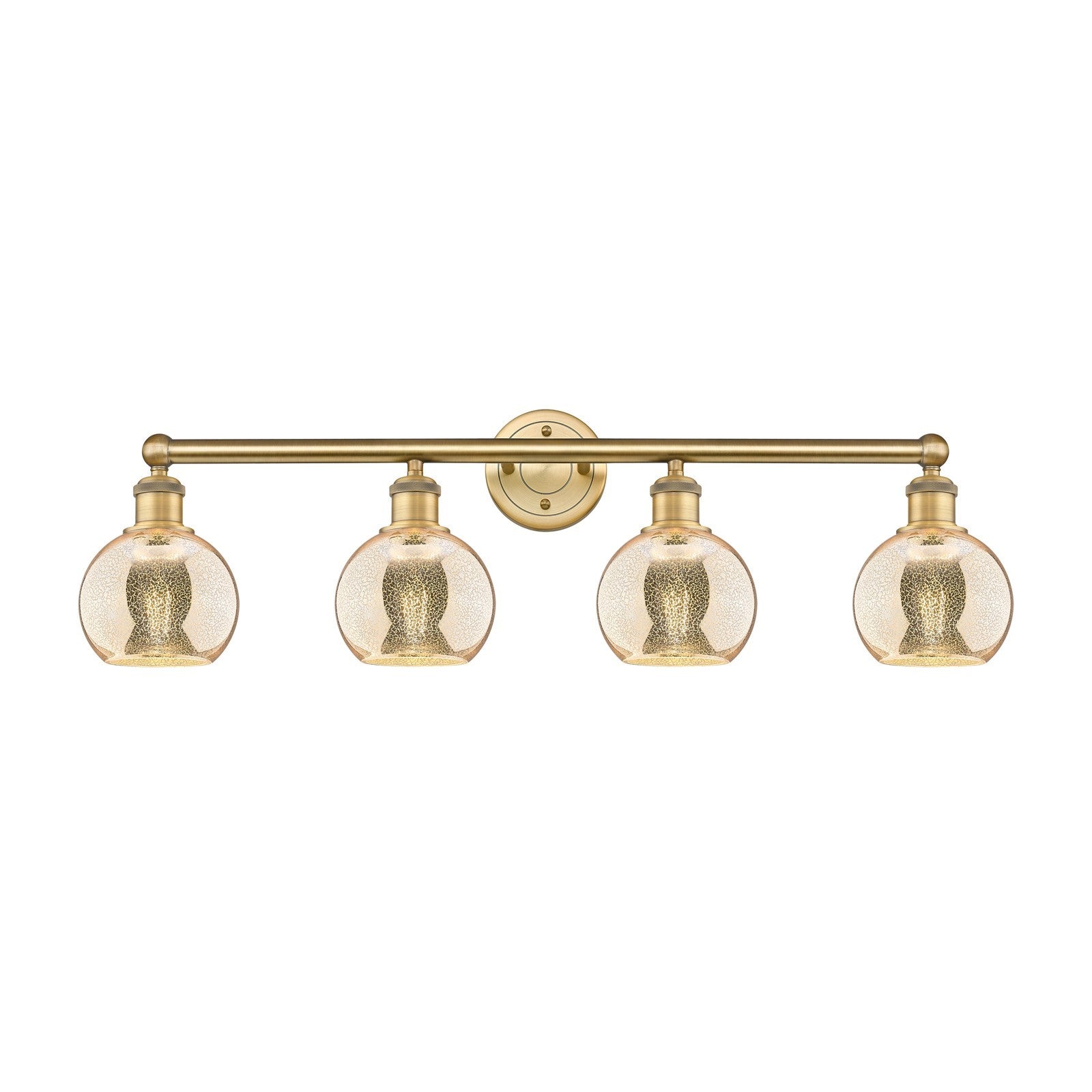 Innovations Athens 33in 4-Light Bath Vanity Light | Industrial Brushed Brass Steel and Mercury Glass | Bathroom Vanity | 32.88 x | Model 616-4W-BB-G128-6