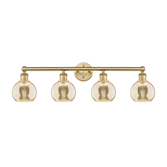 Innovations Athens 33in 4-Light Bath Vanity Light | Industrial Brushed Brass Steel and Mercury Glass | Bathroom Vanity | 32.88 x | Model 616-4W-BB-G128-6