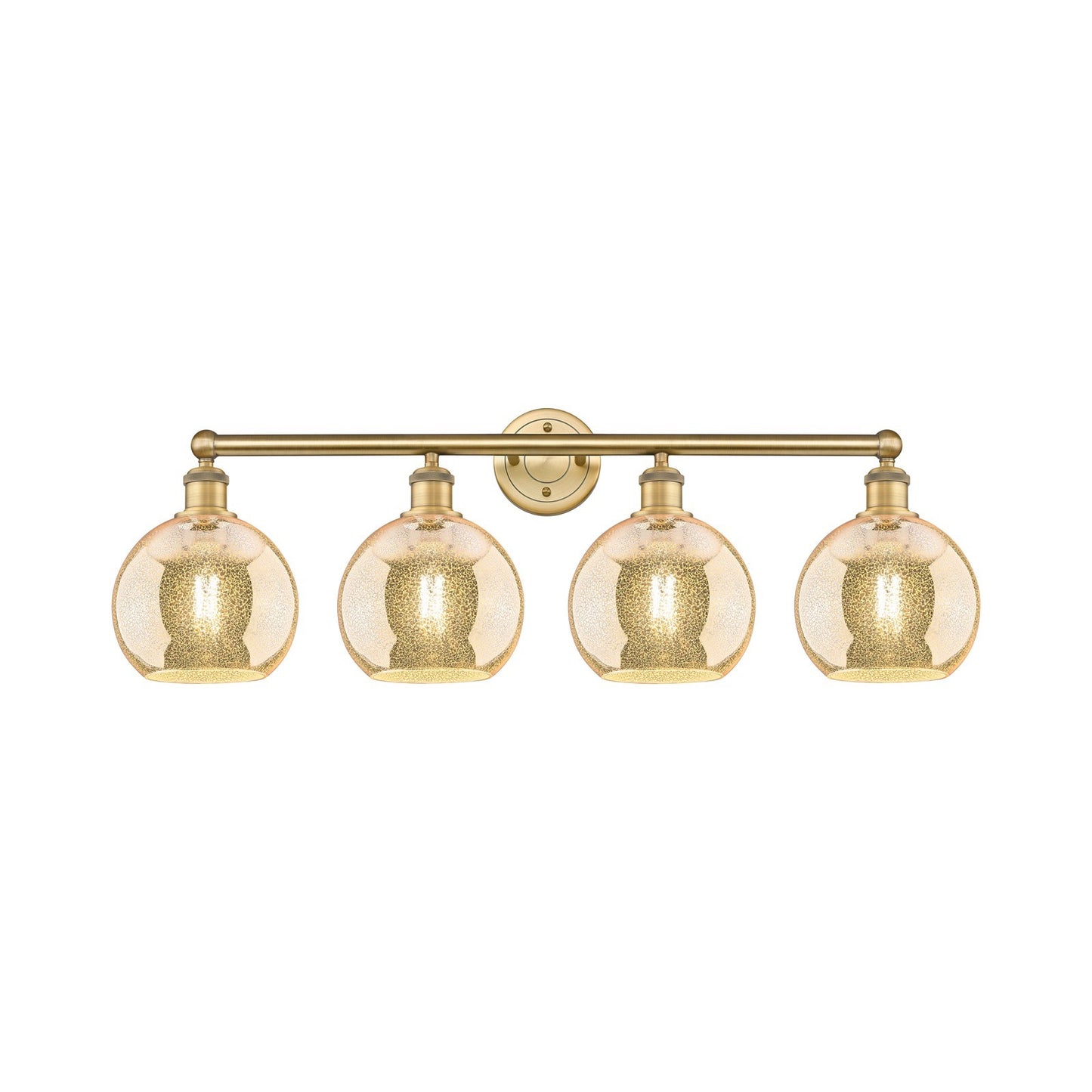 Innovations Athens 35in 4-Light Bath Vanity Light | Industrial Brushed Brass and Mercury Glass | Bathroom Vanity | 35 x 12.25 x | Model 616-4W-BB-G128-8