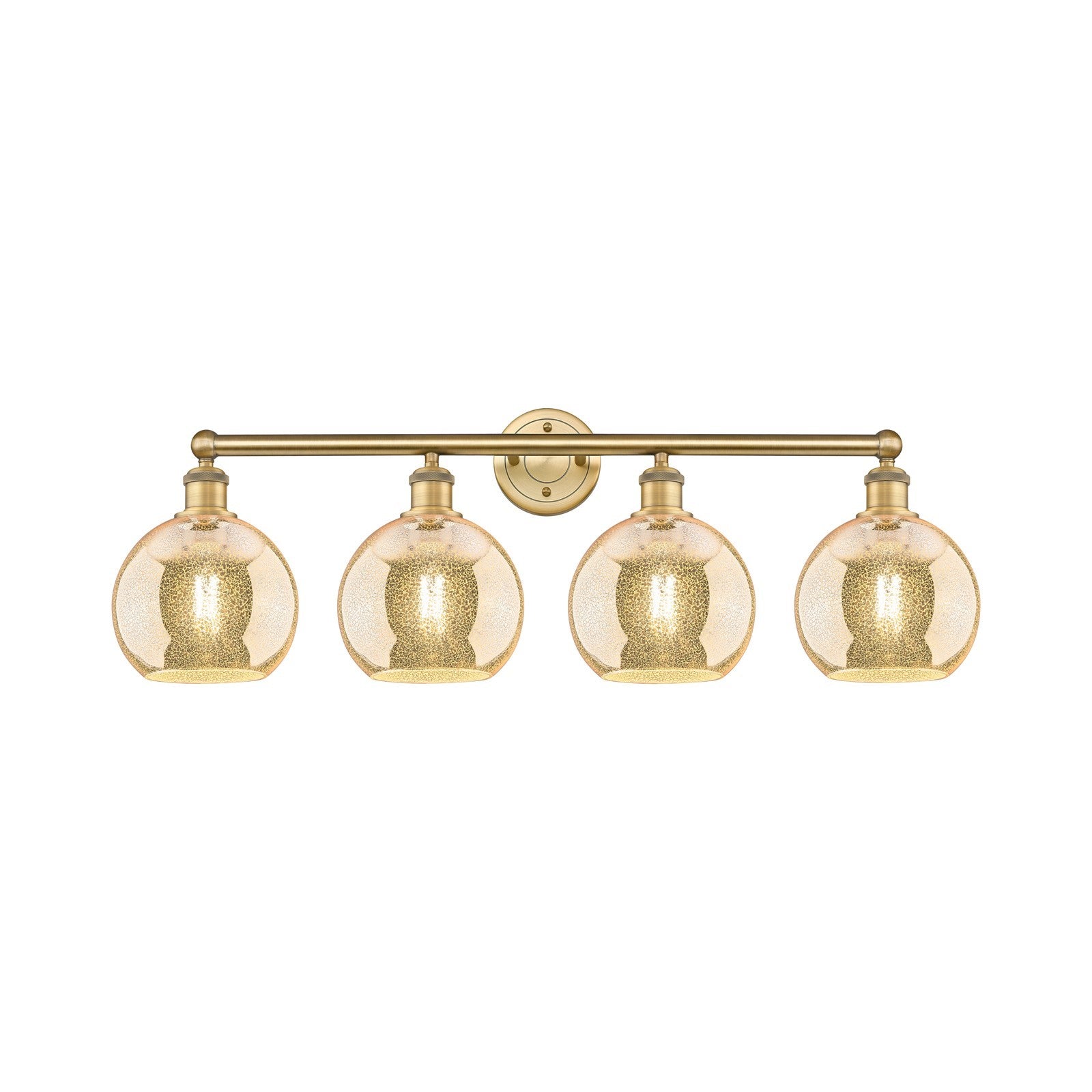 Innovations Athens 35in 4-Light Bath Vanity Light | Industrial Brushed Brass and Mercury Glass | Bathroom Vanity | 35 x 12.25 x | Model 616-4W-BB-G128-8