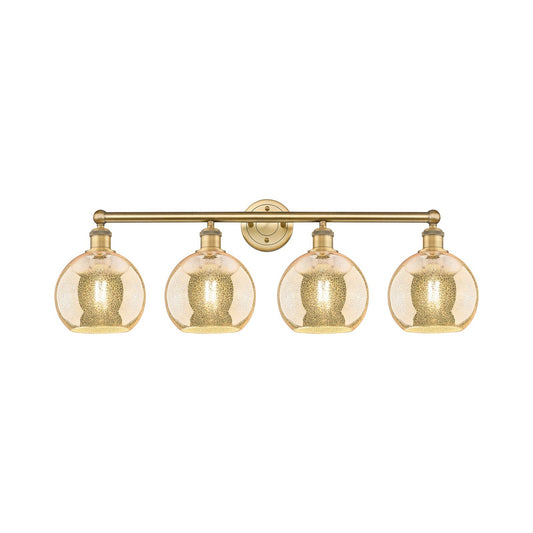 Innovations Athens 35in 4-Light Bath Vanity Light | Industrial Brushed Brass and Mercury Glass | Bathroom Vanity | 35 x 12.25 x | Model 616-4W-BB-G128-8