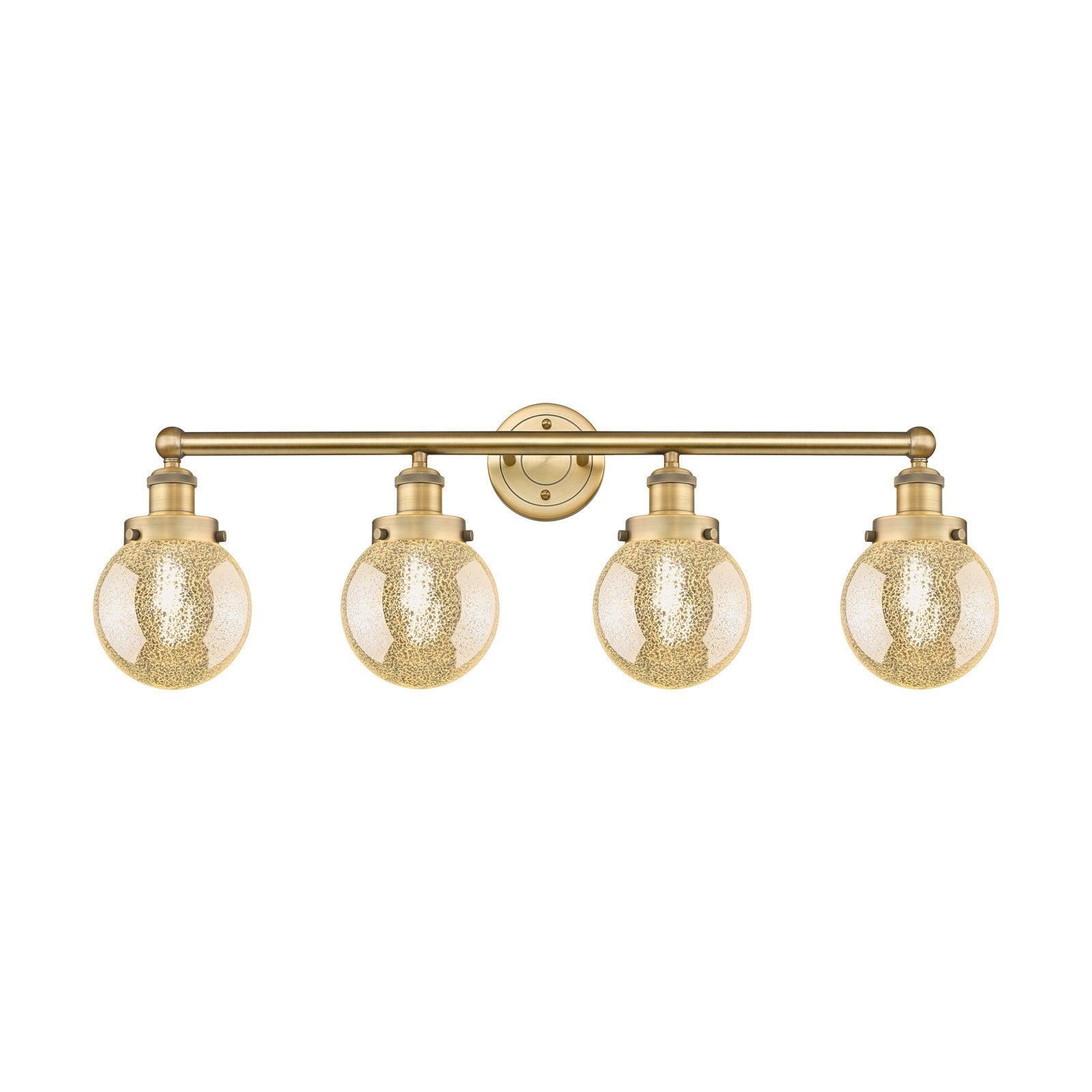 Innovations Beacon 33in 4-Light Bath Vanity Light | Art Nouveau Brushed Brass Steel and Mercury Glass | Bathroom Vanity & Powder | Model 616-4W-BB-G208-6