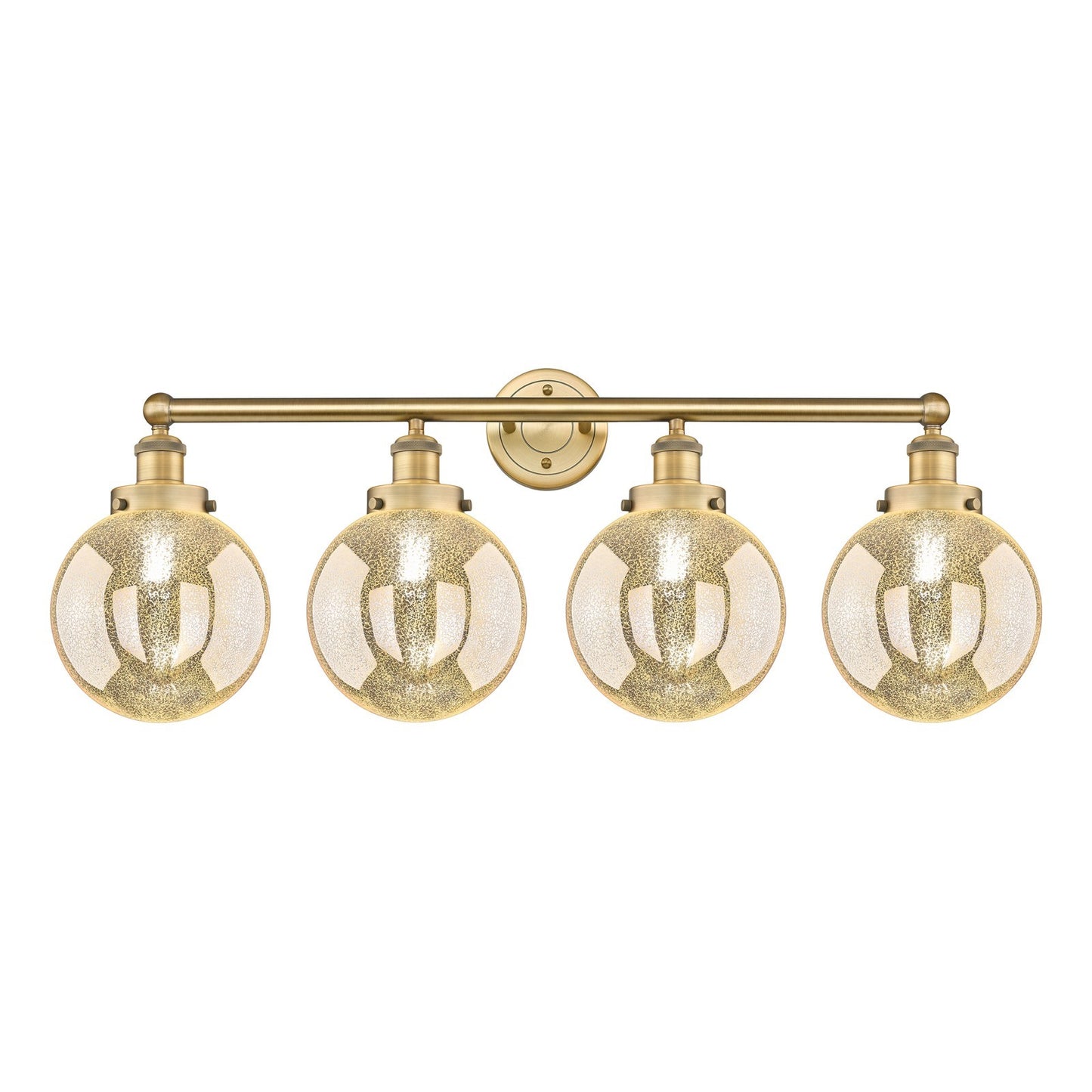 Innovations Beacon 35in 4-Light Bath Vanity Light | Industrial Brushed Brass Steel and Mercury Glass | Bathroom Vanity | 35 x | Model 616-4W-BB-G208-8